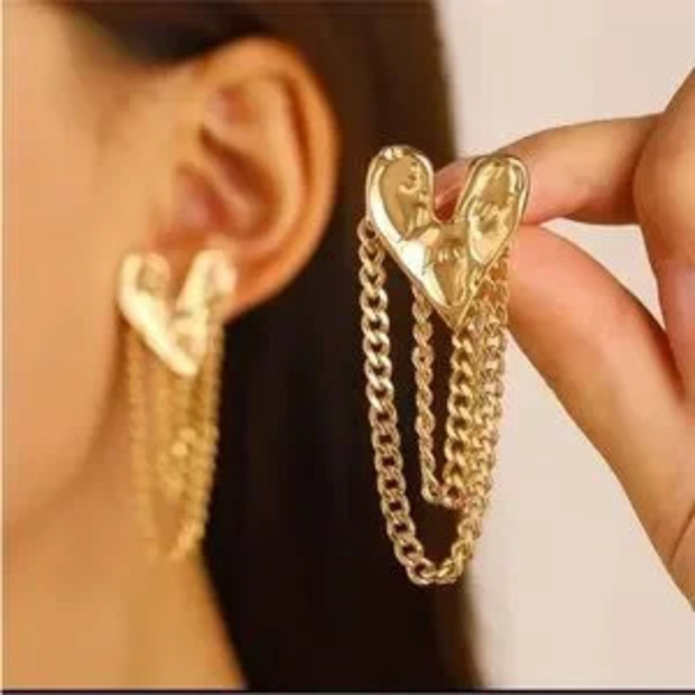 !!! New Zara Gold Heart Chain Earrings